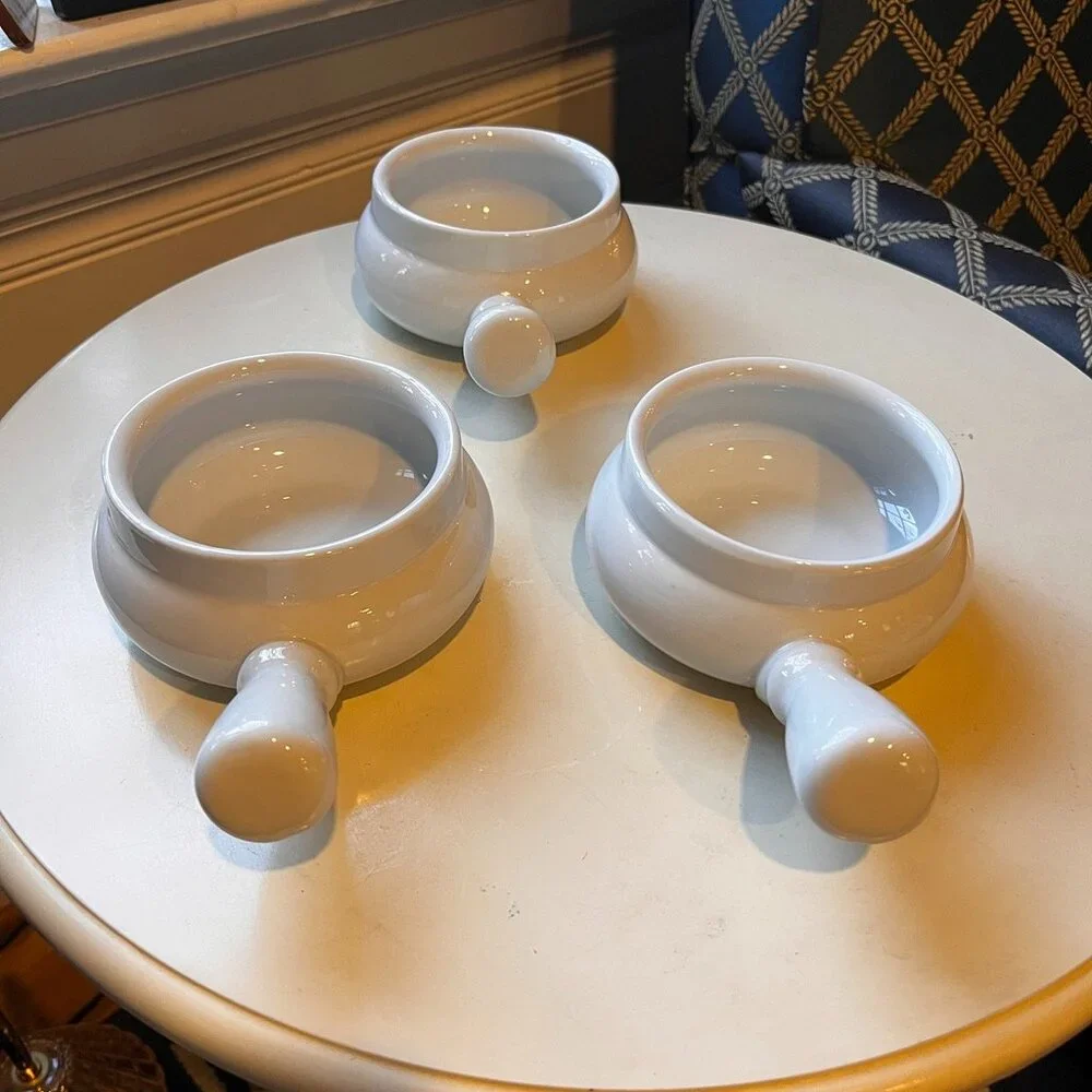 3 Sur La Table Blanc Individual Handled Soup Bowl